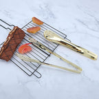 MSY BIGSUNNY Stainless Steel Buffet Tongs - Kitchen Food Tong for Cooking and Serving (Gold 11" Serving Tongs)