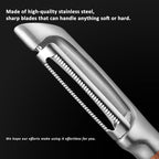 Serrated Blade Premium I Type 304 Stainless Steel Multifunctional Kitchen Peeler Real Wood Handle Ultra Sharp Blade Vegetable Potato Apple(Boluoge)