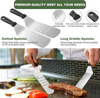 18PCS Griddle Accessories Kit, Flat Top Grill Accessories Set for Blackstone and Camp Chef, Grill Spatula Set with Enlarged Spatulas, Basting Cover, Scraper for Outdoor BBQ