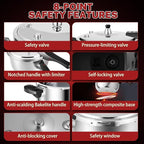Stainless Steel Pressure Cooker 8 Quart, Stove Top & Induction Compatible, Heavy-Duty Multi-Safety System, Food-Grade for Home Commercial Use, Deeluban