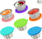 6x2.7 Oz Salad Dressing Container to Go,Handy Leakproof Stainless Steel Meal Prep Containers Reusable,Sauce Containers for Lunch Box, Picnics, Travel, Office and Kitchen Storage