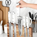 Magnetic Knife Block Stand, Kitchen Counter Organizer, Double-Sided Kitchen Knife Holder, Acacia Wood, Universal Storage Organizer, 11.7 x 8.6 x 4 inches