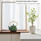 YJX Cast Iron Teapot and Tea Cups Set, 33.8oz Hexagon Pattern Tea Set with Cups and Cup Mats, Enameled Tea Kettle for Stovetop, Durable Tea Pot Set with Stainless Steel Infuser for Loose Leaf