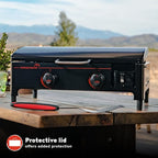 Megamaster 2-Burner Portable Gas Griddle with Built-In Lid, 18,000 BTUs, 282 SQ In Cooking Space, Small Tabletop Propane Griddle for Outdoor Cooking, Camping, BBQs, and Parties - 820-0054D