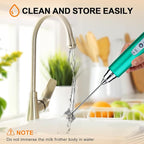 YUSWKO Handheld Milk Frother for Coffee, Rechargeable Drink Mixer with 3 Heads 3 Speeds Electric Coffee Frother For Latte, Cappuccino, Hot Chocolate, Egg
