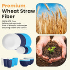 Homienly 24 PCS Wheat Straw Dinnerware Set for 6, Dinner Plates,Dessert Plates,Cereal Bowls,Drinking Cups,Unbreakable Dishwasher and Microwave Safe Dish Sets for Kitchen,Outdoor - Island Series