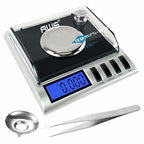AWS Gemini-20 Milligram Scale 20g x 0.001g–Digital Jewelry/Lab Scale for Powder, Gold, Gems – Includes Calibration Weights, Tweezers & Tray–Tare, Cal, 6 Units (Gemini - 20 - Black)