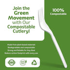 100% Compostable PLA Forks Bulk Pack 400 Pcs Biodegradable Disposable Plastic Cutlery Utensils