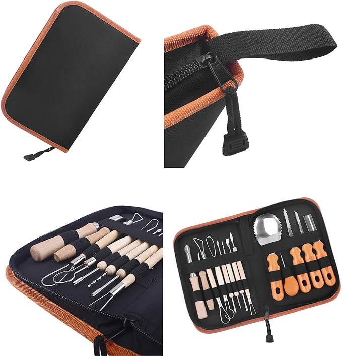 Halloween Pumpkin Carving Tools, Halloween Jack-O-Lanterns 13 Piece Professional pumpkin cutting supplies tools Kit stainless steel lengthening and thickening