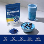 Blue Spirulina Powder, 100% Natural Pure Phycocyanin Extract from Blue-Green Algae, Vegan, Gluten-Free, Non-GMO, Food Coloring for Smoothies, Baking & Drinks, 30g