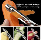 JUSEEPO Premium Vegetable Peeler, I Type Swivel 304 Stainless Steel Blade Comfortable Solid Wood Handle, Practical Gift for Restaurant Baking Chef Woman for Veggie, Fruit, Potato(Charred Wood)