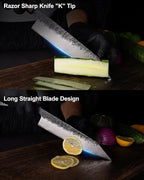 WA Series Japanese Chef Knife 210MM Black Forged Japanese Kitchen Knives with Eboy Handle,Gift with Premium Box for Husband Dad (8.27 Inch Kiritsuke Knife)