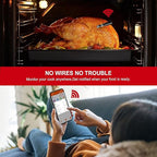 Wireless Meat Thermometer – Digital Cooking Thermometer with Wireless Probe – 500Ft Remote Range Food Thermometer – with iOS & Android Read App -Preprogrammed Temperatures for BBQ, Oven, Grill