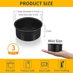 P&P CHEF 4 Inch Cake Pan Set of 3, Non-Stick Round Cake Pans Tins for Tier Smash Cakes, Baking Pans Set & Essential Bakeware, Stainless Steel Core & Leak-Proof