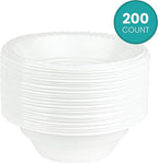 PLASTICPRO Round Plastic 12 ounce Bowls Microwaveable, Disposable, White, Dinnerware 200 Count