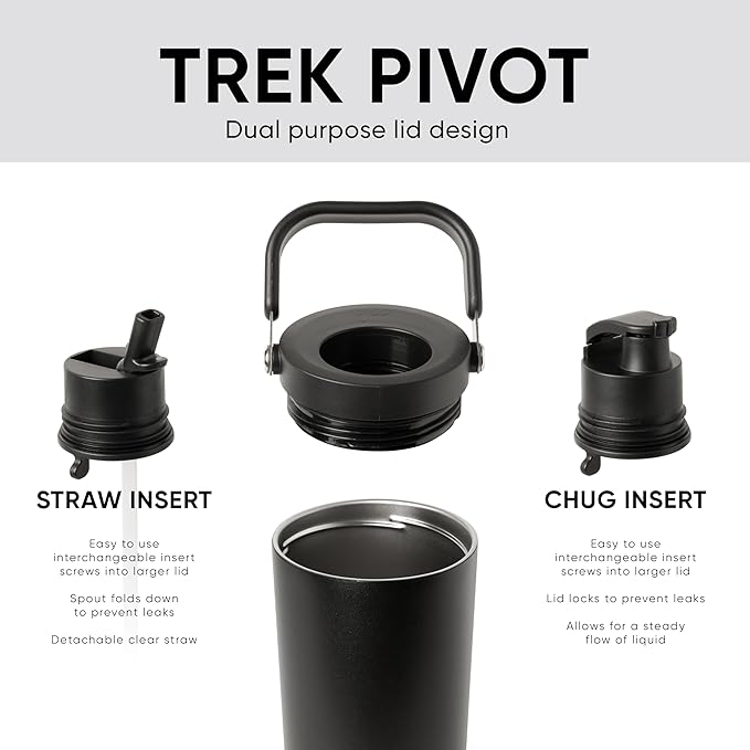 Simple Modern Trek Pivot | 30oz Flip Straw Tumbler with Handle | Water Bottle & Boot | Interchangeable Straw & Chug Lids | Insulated Stainless Steel Jug | Gym Sports Outdoors | Forest