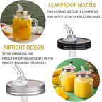 Mason Jar Pour Spouts. free flow Mason Jar Pour Spouts, mason jar for spout regular mouth size 70mm dispenser germination cover. Suitable for any liquid. Leak-Proof 10-Pack + 20 Black Lid Caps (10
