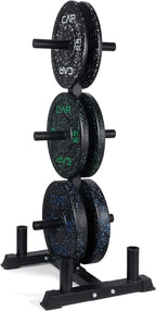 CAP Barbell 2-Inch Olympic Bumper Plate Weight Set with 6 Post Rack | 100-370 lbs | Multiple Options