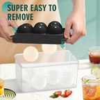 WIBIMEN Large Ice Cube Molds, Big Round Whiskey Ice Cube Trays for Freezer, Easy to Fill & Release, Whiskey Bourbon Cocktail(1.9In*6 Balls- Black/2 Pack)