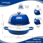 Enamelled Cast Iron Dutch Oven Pot – Dutch Oven For Sourdough Bread Baking – Cast Iron Bread Pot – Dark Blue, 6 Quarts, 26cm – by Nuovva