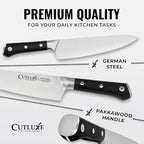 Cutluxe 15-Piece Knife Set – Premium Rubberwood Wood Block – Knife Set for Kitchen, Ultra Sharp High Carbon German Stainless Steel, Full Tang – Artisan Series