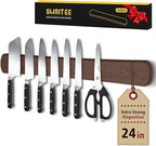 Magnetic Knife Holder for Wall, 24 Inch Extra Large Wood Knife Strip with Strong Magnetism, Space Saver Organizer for Farmhouse/Restaurant Kitchen, Housewarming Gifts