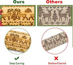 Christmas Gifts Wooden Embossed Rolling Pin for Baking, Deep Engraved Embossing Rolling Pins Cookie Stamps Roller with Christmas Elk Deer Pattern Designs for Baking Cookies Stamps Roller, DIY Tools
