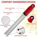 Koythin Zester, Lemon Zester & Cheese Grater with Brush, Heavy Duty Kitchen Tool for Zesting Citrus, Parmesan Cheese, Chocolate, Ginger, Fruits, Stainless Steel with Handle and Cover (Red)