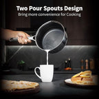 Hybrid Nonstick 3 QT Saucepan with Lid, Stainless Steel Honeycomb Pot with Two Pour Spouts,Compatible with All Cooktops,Dishwasher and Oven Safe