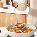 FJNATINH Cooking Utensils - Spatula, Ladle, Skimmer Spoon, Slotted Spatula - 4 Pieces Stainless Steel Wok Utensils Set for Carbon Steel