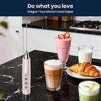 Milk Frother Rechargeable Handheld - Electric Whisk 3 Speed Adjustable, Coffee Frother Wand with 3 Stainless Whisks, Electric Foam Maker, Drink Mixer Blender for Latte Cappuccino Matcha Egg