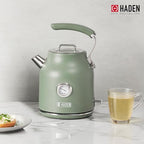 Haden Dorset 1.7 Liter Stainless Steel Electric Kettle, Hot Water Kettle with 360-Degree Base and Auto Shutoff, Cedar Green & Chrome
