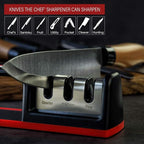 Kitchen Knife Sharpener - Complete 3-stage Knife Sharpener CS-T01 with Diamond Dust Rods, Sturdy Design, Non-slip Base Pat, Easy and Safe to Use, Fast and Effective Manual Sharpening Tool