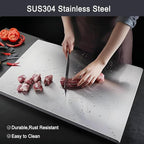 304 Stainless Steel Cutting Board – Stainless Steel Kitchen Chopping Boards Non-Slip, Dishwasher Safe – Ideal for Meat, Vegetables, Fruits, Bread & Baking – Commercial & Home Use (31.5 * 19.6in)