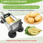 Commercial French Fry Cutter, Heavy Duty Potato Slicer with 3/8 and 1/4Inch Blade, Stainless Steel Potato ChopperFrench Fries Cutter with Suction Feet,