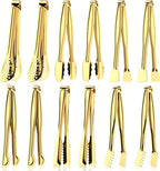 CHENGU 12 Pack Stainless Steel Tongs 6 Inches Food Serving Clip Kitchen Cooking Tongs High Heat Resistant Clips for Non Stick Cooking Grip for Ribs, Steak and Grill Salad