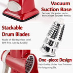 Chef Power 5 in 1 Rotatory Cheese Grater - Premium Quality Hand Cheese Grater With Handle - Food Chopper for Kitchen – (Red & White)