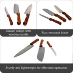 IMUSA 3pc Knife Set with Wood Handle, 8” Chef Knife, 7” Santoku Knife & 5” Utility Knife, Sharp Kitchen Knives for Cooking, Stainless Steel Blade