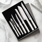 RADA Cutlery 7-piece Starter Knife Gift Set (S38), Stainless Steel Hollow Ground Blades, Made in USA, Silver Handles, Pack of 2