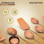 Avador® Premium Set of 8 Stainless Steel Hostess Serving Utensil Tool Set for Weddings | Buffer | Party | Kitchen | Restaurants (Rose Gold Plated)