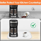 Silicone Coffee Maker Mat with Lip, 24'' x 16'' Heavy Duty Coffee Maker Mat for Countertops, Coffee Tray Fit Under Coffee Machine Appliance Automatic Machines Espresso Accessory, White