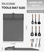 Silicone Griddle Tools Mat for Blackstone - Large Silicone Spatula Mat with Drip Pad - Griddle Mats BBQ Grill Accessories - Side Shelf Mats Grill Pad for Blackstone Griddles Accessories (Gray)