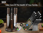 Kitchen Knife Set with Magnetic Block and Sharpener 14 Piece Knife Set 360° Rotatable Holder Ultra Sharp High Carbon Stainless Steel Knives Sets with Steak Knives, Anti-slip Ergonomical Handle