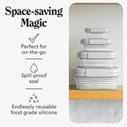 Stojo Nestable Collapsible Food Storage Container - Set of 4, Cashmere - Leak-Proof Airtight Seal Made With Food Grade Silicone For Meal Prep, Lunch Box, Pantry Organizer - Microwave & Dishwasher Safe
