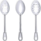 Super Strong, Ergonomic 11 in Serving Spoon 3 Pk. Big, Stainless Steel Spoons for Cooking, Baking, Stirring and Basting. Best Kitchen Flatware for Buffet and Banquet Service in Restaurants and at Home