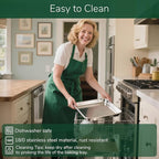 18/0 Stainless Steel Baking Sheet with Cooling Rack, 12.4 Inch Oven-Safe Non-Toxic Cookie Sheets for Baking, Coating Free & Rust Resistant for Healthy Family Baking, Easy to Clean, Heavy Duty