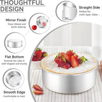 Leonyo 6 Inch Cake Pans, Stainless Steel Round Cake Baking Pans Set of 2, 6” x 3” Deep Baking Tins for Even Heating, Non Toxic & Healthy, Heavy-Duty, Dishwasher Safe