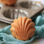 CHEFMADE Madeleine Mold Cake Pan, 6-Cavity Non-Stick Spherical Shell Madeline Bakeware for Oven Baking (Champagne Gold)