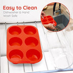 Silicone Texas Muffin Pan 6-Cups, Jumbo Muffin Pan Set of 2, BPA-Free Non-Stick Cupcake Maker, 10.75L x 7.5W for Baking