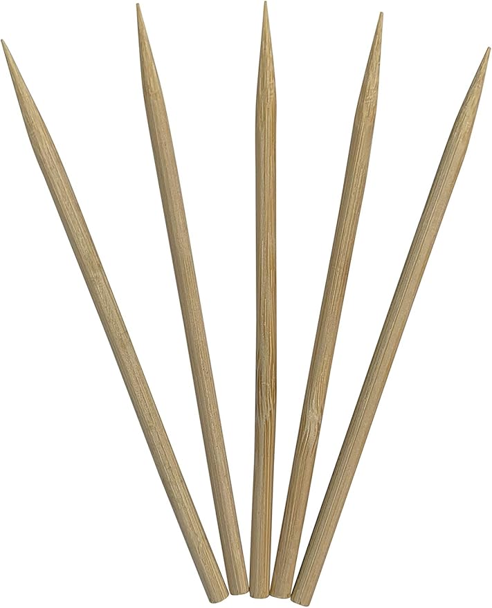 KingSeal Renewable Bamboo Heavy Duty Skewers, Sticks, 4.5 Inches x 3.8 mm Diameter, Retail Pack - 2 Bags of 100 Skewers (200 Count)